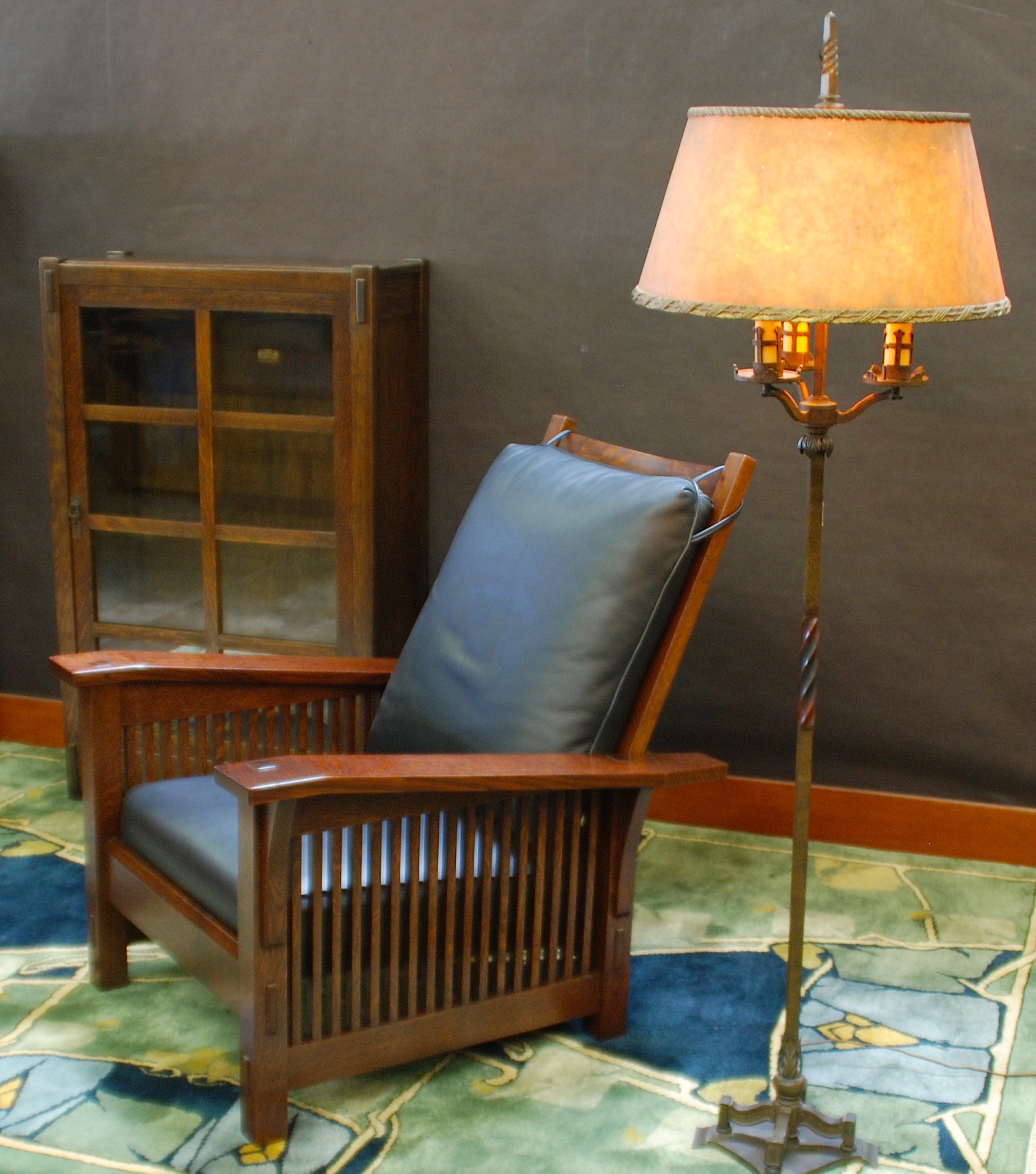 Voorhees Craftsman Mission Oak Furniture Gustav Stickley Inspired This Is An Image Of Our Medium Size Spindle Morris Chair In A Room Setting Seated