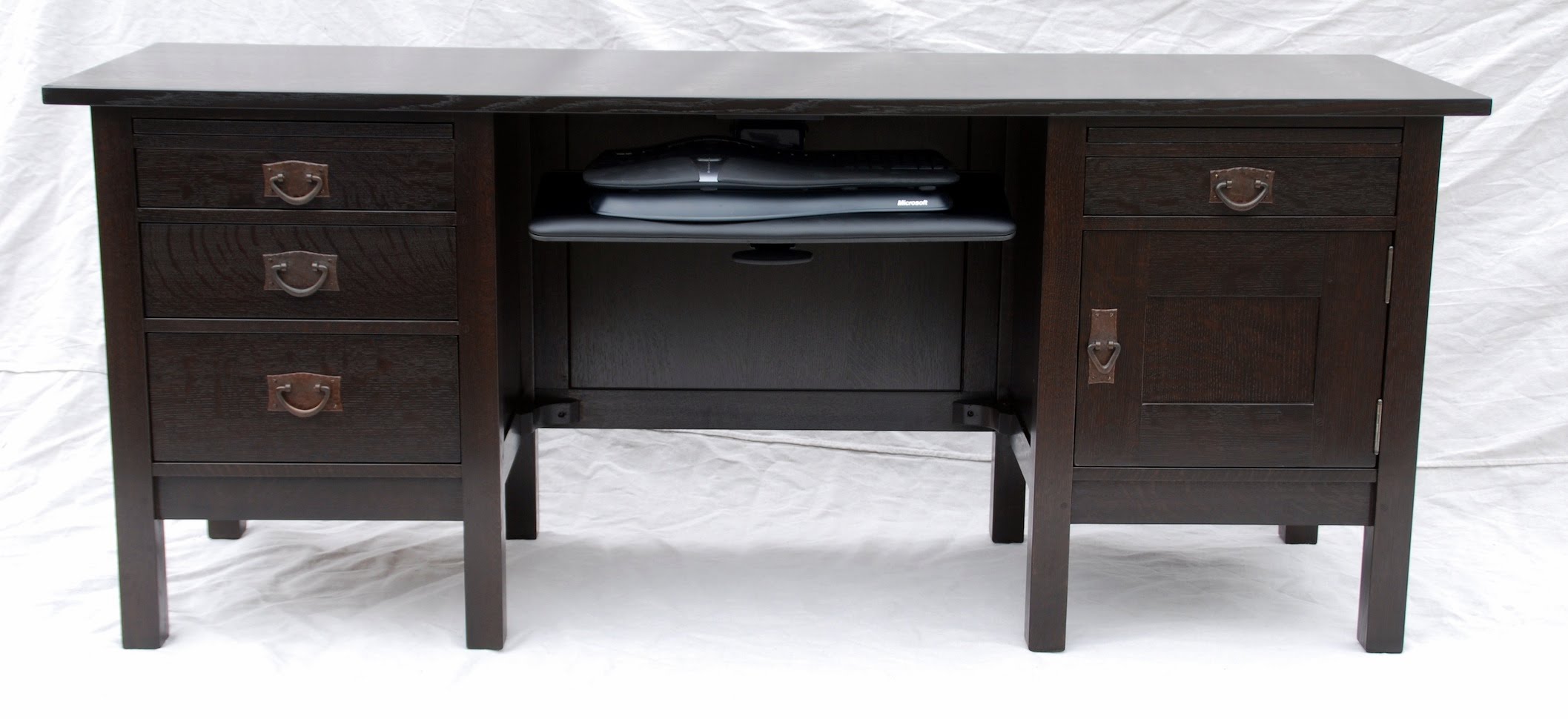 Voorhees Craftsman Mission Oak Furniture Detail Hand Hammered Copper Pull An Accurate Replica Of Original Gustav Stickley
