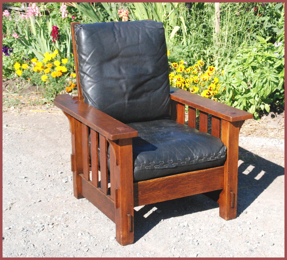 Voorhees Craftsman Mission Oak Furniture - Vintage J.M. Young Vintage J.M. Young Reclining Morris Chair - Voorhees Craftsman Mission Oak Furniture - Vintage J.M. Young