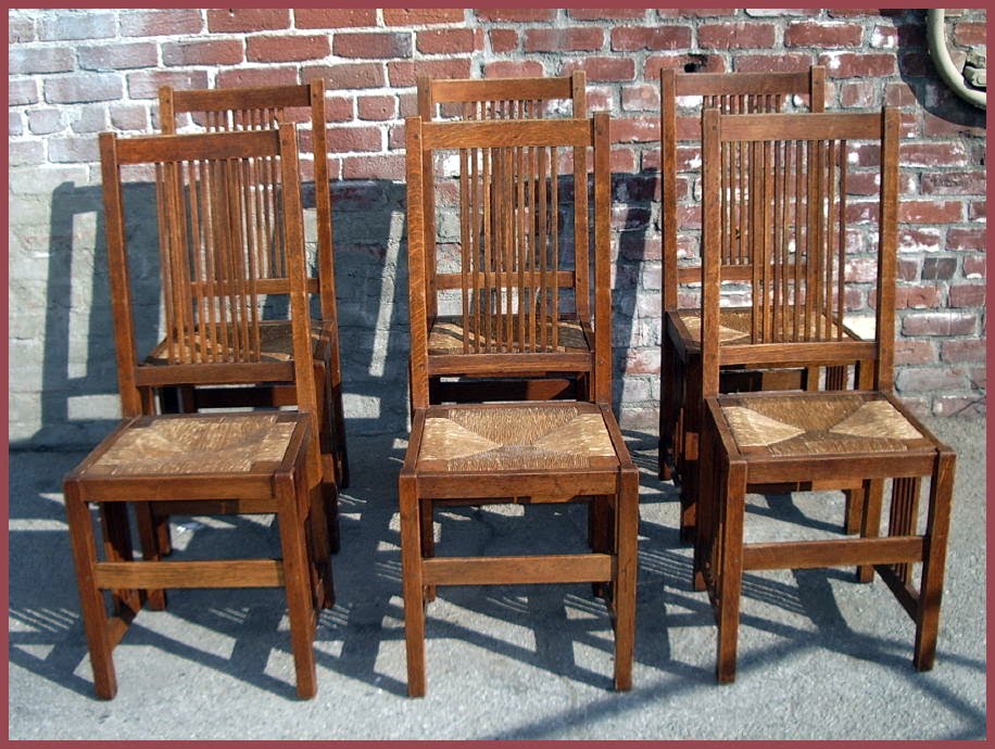 Voorhees Craftsman Mission Oak Furniture Very Rare Set Of Six