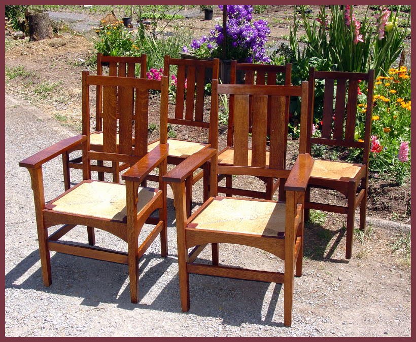 Voorhees Craftsman Mission Oak Furniture Set Of Six Vintage