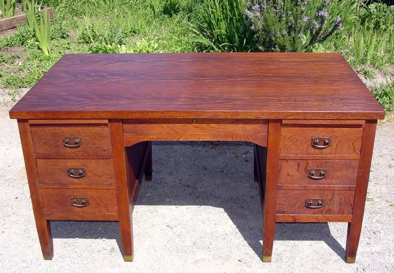 Voorhees Craftsman Mission Oak Furniture - Antique L. & J. G. Antique L. & J. G. Stickley Office Desk Model 615 - Voorhees Craftsman Mission Oak Furniture - Antique L. & J. G.